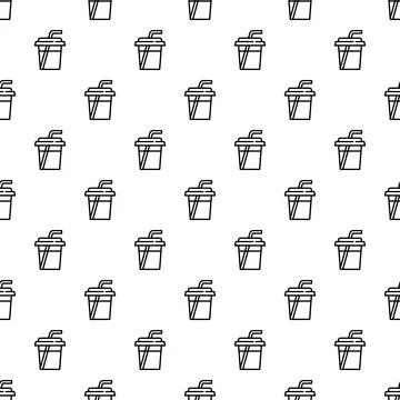 Soft drink paper cup with straw seamless pattern Stock Illustration