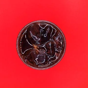Soft drink red background space big top view Stock Photos