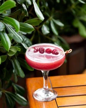 Soft drink soft drink with raspberry and crushed ice Stock Photos