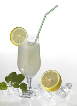 Soft drink studio photography of a translucent soft drink with sliced lemo... Stock Photos