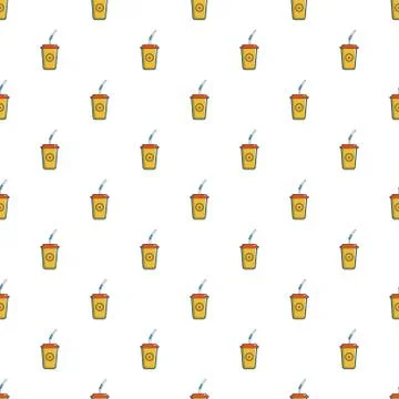 Soft drink in a yellow paper cup pattern Stock Illustration