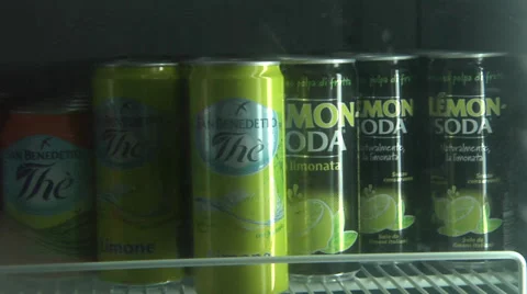 Soft drinks in Bar  refrigerator. Stock Footage 30378891