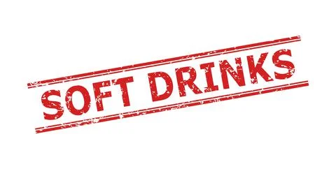 SOFT DRINKS Seal with Scratched Surface and Double Parallel Lines Stock Illustration