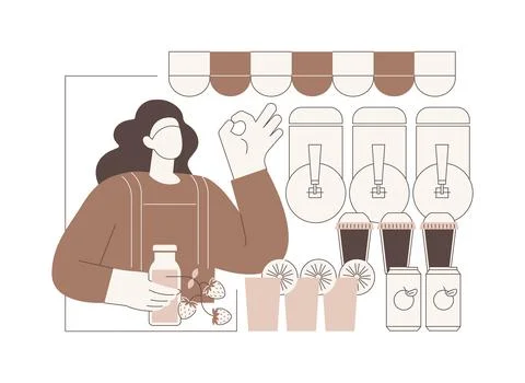 Soft drinks stall isolated cartoon vector illustrations. Ilustración de archivo