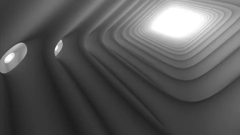 Soft Edged Bended Tunnel of Cooling Fins Stock Footage 139720034