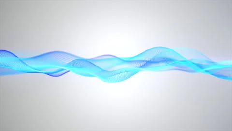 Soft elegant blue particle waves flowing on white background with bokeh. Stock Footage 307961548