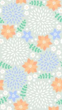 Soft Floral Seamless Pattern with Pastel Flowers Leafy Stems and Decorative.. 스톡 일러스트