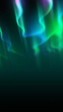 Soft flowing aurora lights in vivid green, blue, and purple over a dark atm.. Ilustração Stock