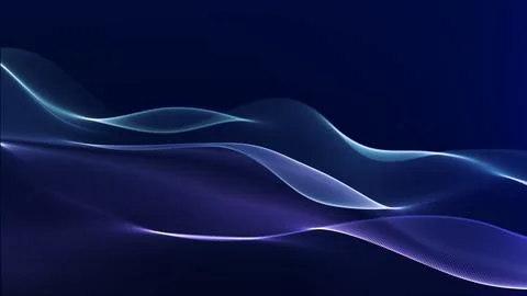 Soft flowing digital waves with purple and blue gradient glow. Elegant abst.. Illustrazione stock