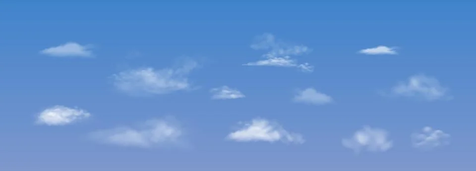 Soft Fluffy Clouds in Bright Blue Sky Stock Illustration