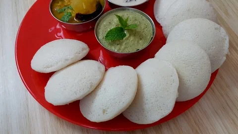 Soft &amp; Fluffy Idlis Stock Footage 123094659