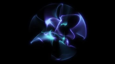 Soft fluid energy shapes form a glowing blue-green-purple orb with smooth m.. Stock Illustration