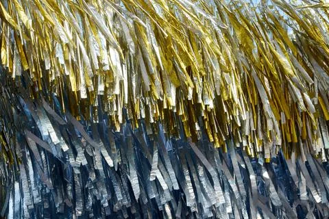 Soft focus abstract background of tinsel fluttering in the wind Stock Photos