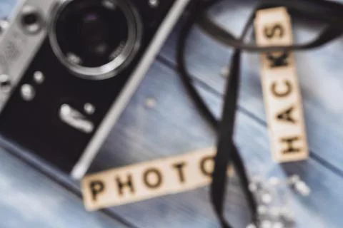 Soft focus background, defocus shot of vintage camera 库存照片