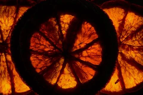 Soft focus background with dry oranges. macro Stock Photos