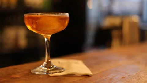 Soft Focus Of Beautiful Professional Cosmopolitan Cocktail Stock Footage 129782420