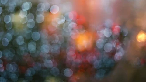 Soft focus, bokeh. The reflection in the water of festive illuminations. Greenis Stock Footage 83249432