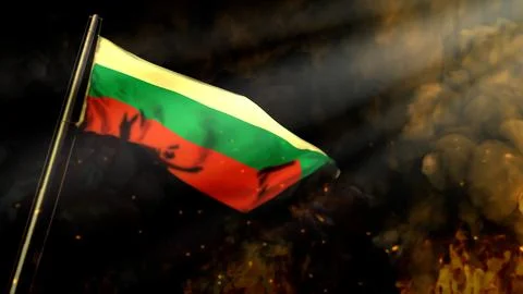 Soft focus Bulgaria flag on smoke with sun beams bg - cataclysm concept Stock Illustration