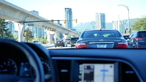 Soft focus on car dashboard while car driving on road with 4k resolution Stock Footage 79205931