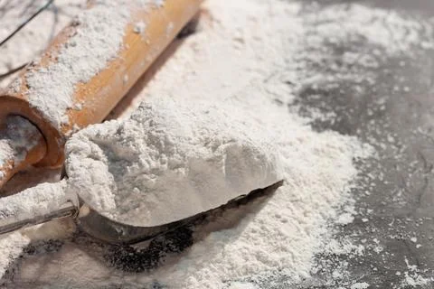 Soft focus close-up, flour ears of wheat barley cooking, bread, and cookies.. Stock Photos