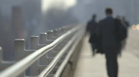 Soft focus commuters walking Video stock 36145349