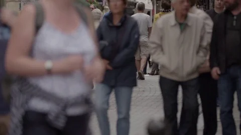 Soft Focus Crowds 2 in English City. Tourists and shoppers Stock Footage 77615325
