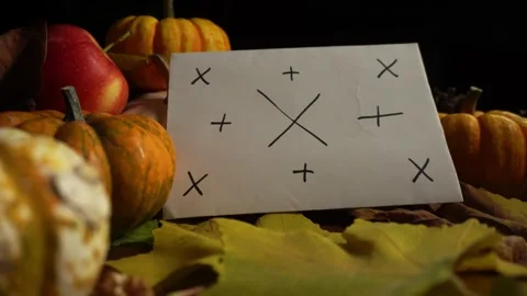 Soft focus fall harvest imagery. Blurry pumpkin background with scattered Stock Footage 343900638
