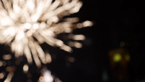 Soft focus of fireworks exploding, firework bokeh Stock Footage 105352486
