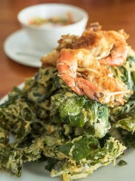 Soft focus of fried shrimp. Stock Photos