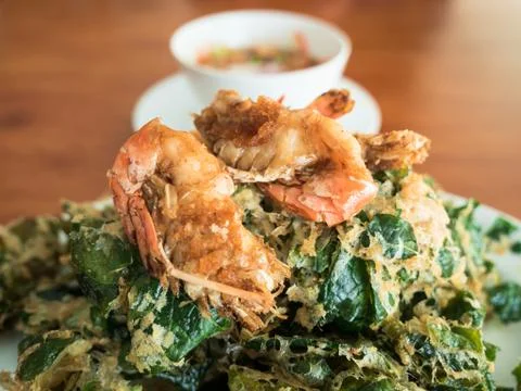 Soft focus of fried shrimp. Stock Photos