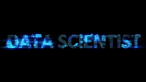 Soft focus glitch electrical light cybernetic blue text DATA SCIENTIST Illustrazione stock