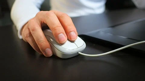 Soft focus to hand of the man clicking middle mouse button. Right hand Video stock 67217188