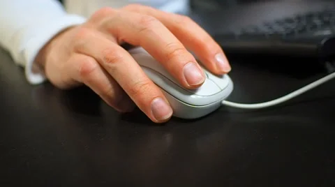 Soft focus to hand of the man clicking middle mouse button. Right hand Video stock 67217560