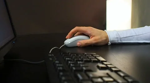 Soft focus to hand of the man clicking mouse button. Open and close 스톡 동영상 67219225