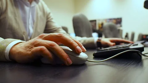 Soft focus to hand of the man clicking mouse buttons. Right hand from 스톡 동영상 67222875