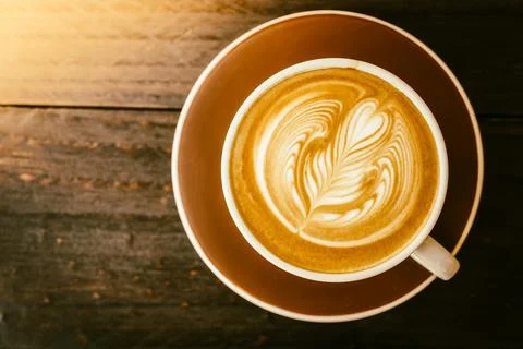 Soft focus on latte coffee cup - vintage effect process pictures Stock Photos