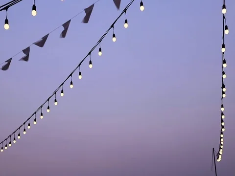 Soft focus light bulbs that decorate during celebrations or festivals. Stock Footage 123758732