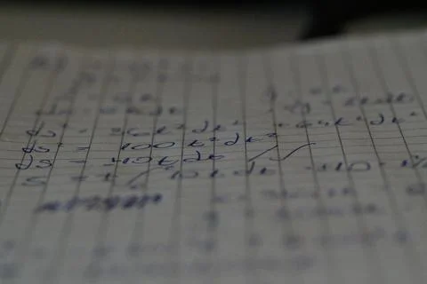 Soft focus macro handwritten calculus notes 스톡 사진