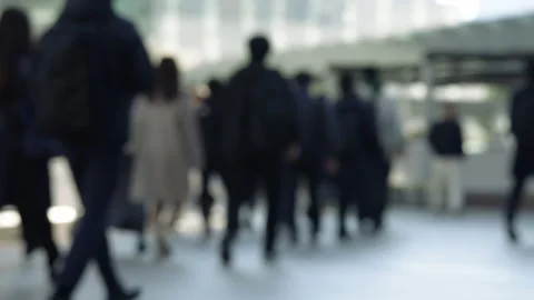 Soft focus motion blur of a large crowd walking in a city. Stock Footage 331957001