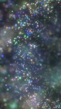 Soft-focus multicolor bokeh particles floating in a dreamy dark haze, formi.. Stock Illustration