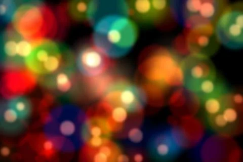 Soft-focus multicolored circles are creating abstract bokeh pattern on dark Illustrazione stock