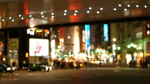 Soft focus - Night view of downtown area of Roppongi intersection Stock Footage 88973650