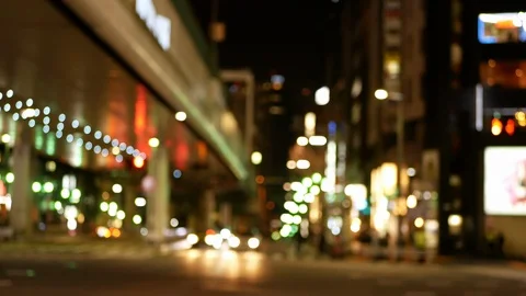 Soft focus - Night view of downtown area of Roppongi intersection Stock Footage 88973863