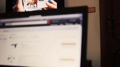 Soft focus PC amazon page/TV static camera and natural light Stock Footage 61964108