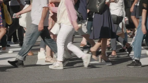 Soft Focus - People walking at the scramble intersection (Summer in shibuya) Stock Footage 94594115