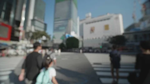 Soft Focus - People walking at the scramble intersection (Double speed) Stock Footage 94597421