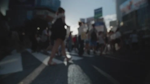 Soft Focus - People walking at the scramble intersection (Summer in shibuya) Stock Footage 94608441