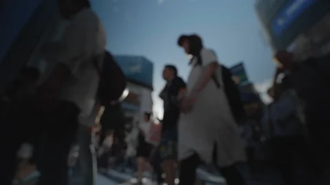 Soft Focus - People walking at the scramble intersection (Summer in shibuya) Stock Footage 94608611