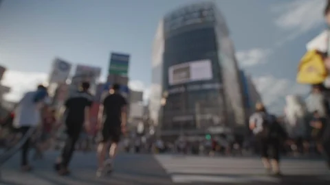 Soft Focus - People walking at the scramble intersection (Summer in shibuya) Stock Footage 94609305