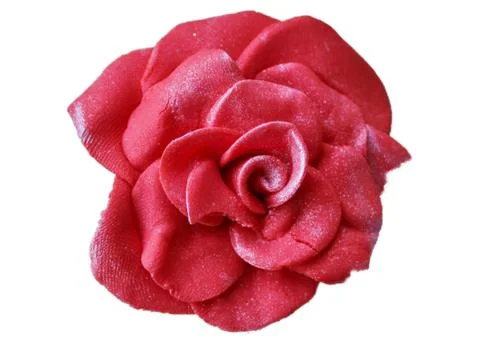 Soft focus of a pink gum paste candy rose isolate on white background Stock Photos